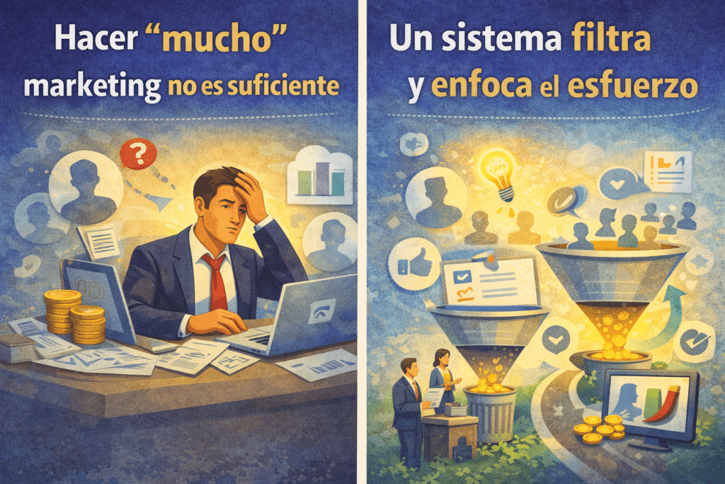 Comparativa: acciones sueltas vs sistema de marketing conectado